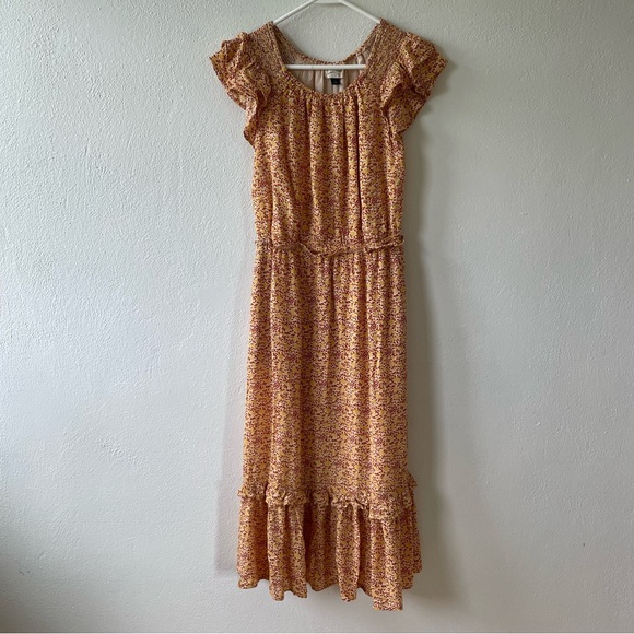 🌼UNIVERSAL THREAD Golden yellow and rust orange floral maxi dress - Picture 4 of 8